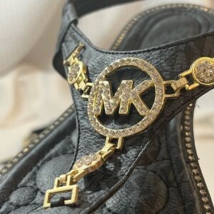 Michael Kors Black and Gold Embellished Sandals